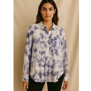 Anthropologie Pilcro Button Down Top M Cate Eyelet Embroidered Boho Coastal